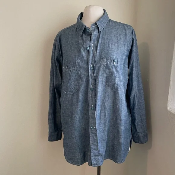 【JOURNAL STANDARD】新品未使用　CHAMBRAY SHIRT Journal Standard Chambray Canvas Flannel Mix Material Button